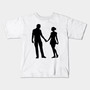 Eternal Embrace - Romantic Silhouette Couple Kids T-Shirt